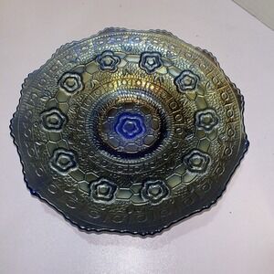 Fenton Carnival‎ Glass 6 1/8" Persian Medallion Plate In Blue